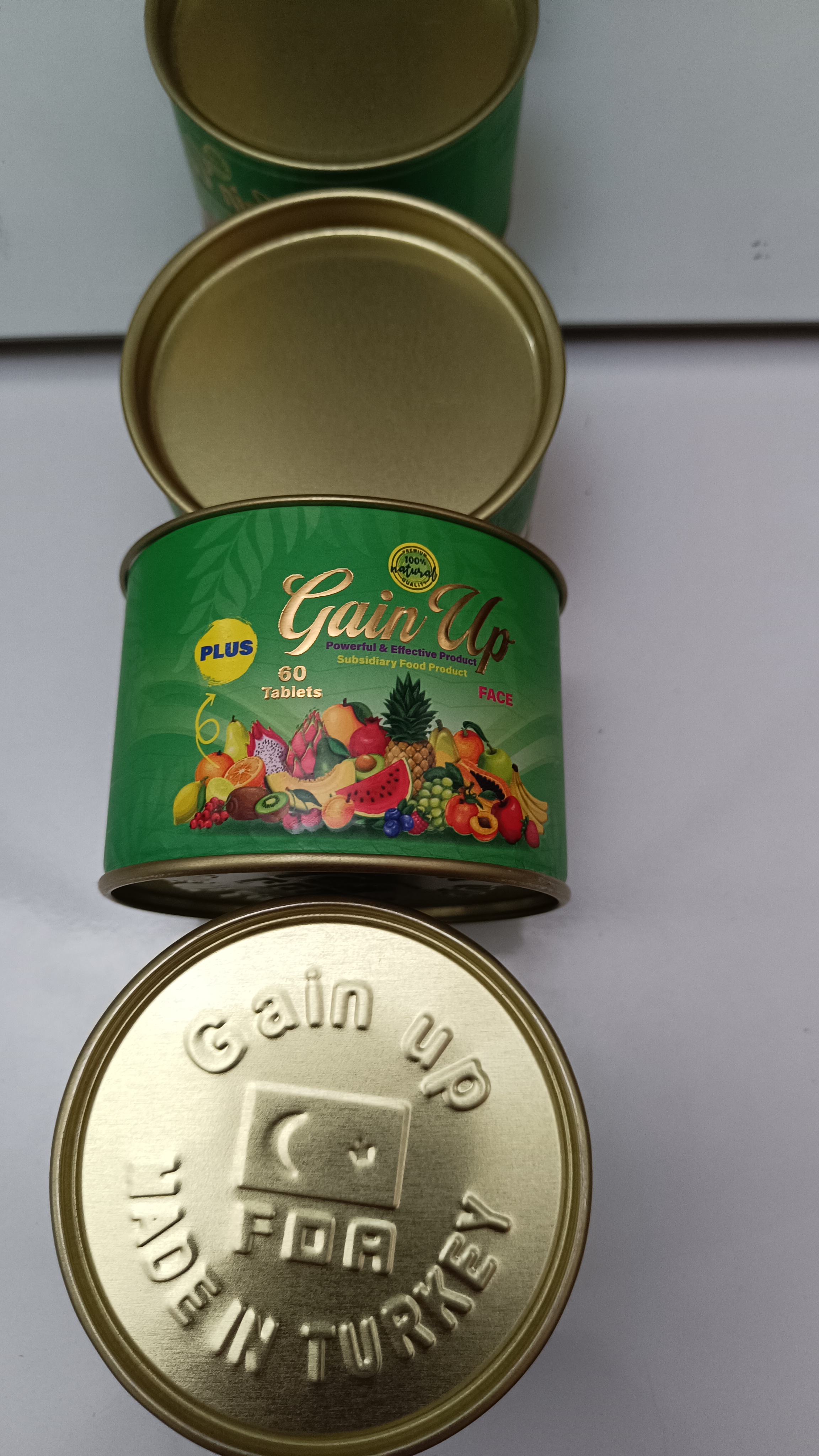 قرص چاقی برند پلاس  میوه ای سبز 60 عددی اورجینال(صورت)